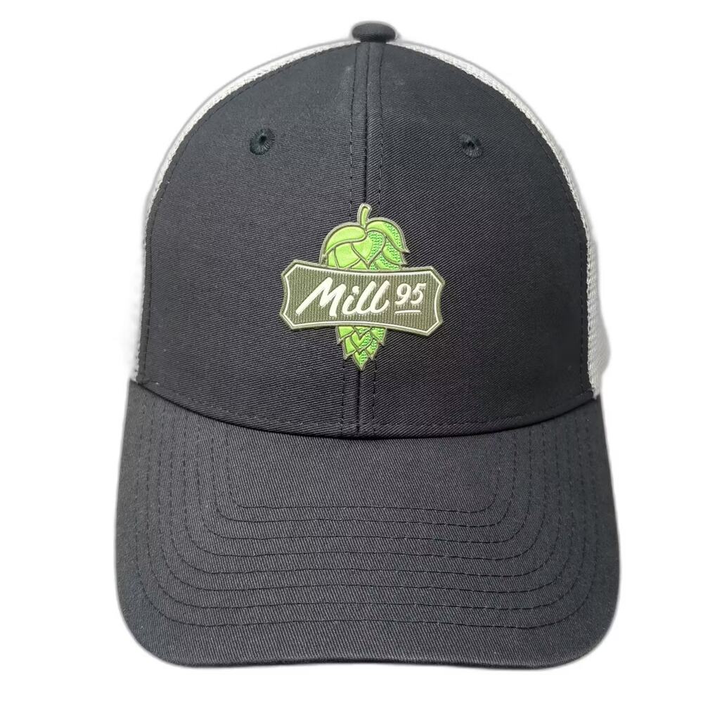 Elevate Trucker Hat Gray White OS Mill 95 Hop Logo Embroidered Mesh Snapback